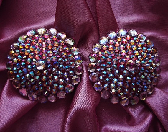 Nippies Gold Pasties Burlesque Nipple Tassels with Reusable Adhesive-Pink Feather