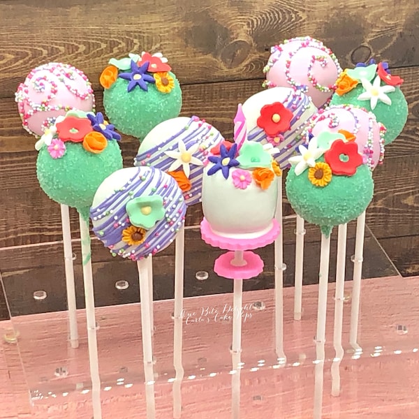 Floral Cake Pops, 12 cake pops, individually wrapped, flower party, Mother’s Day, Garden party