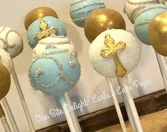 1 dz  First Communion Cake Pops, individually wrapped, Baptism, First Communion