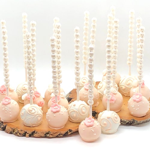 12 Cake Pops Blush Cake Pops Engagement Rings Individually Etsy