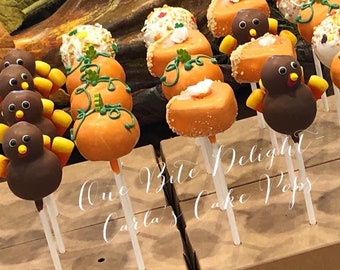 Thanksgiving Cake pops, 12 pops individually wrapped, thanksgiving desserts, fall party