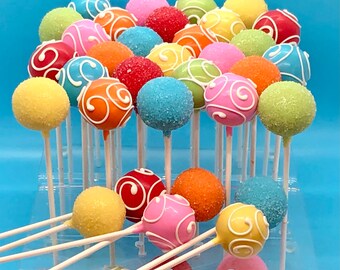 1 dz Cake Pops, individually wrapped, Bright colors, classic pops, birthday, celebration