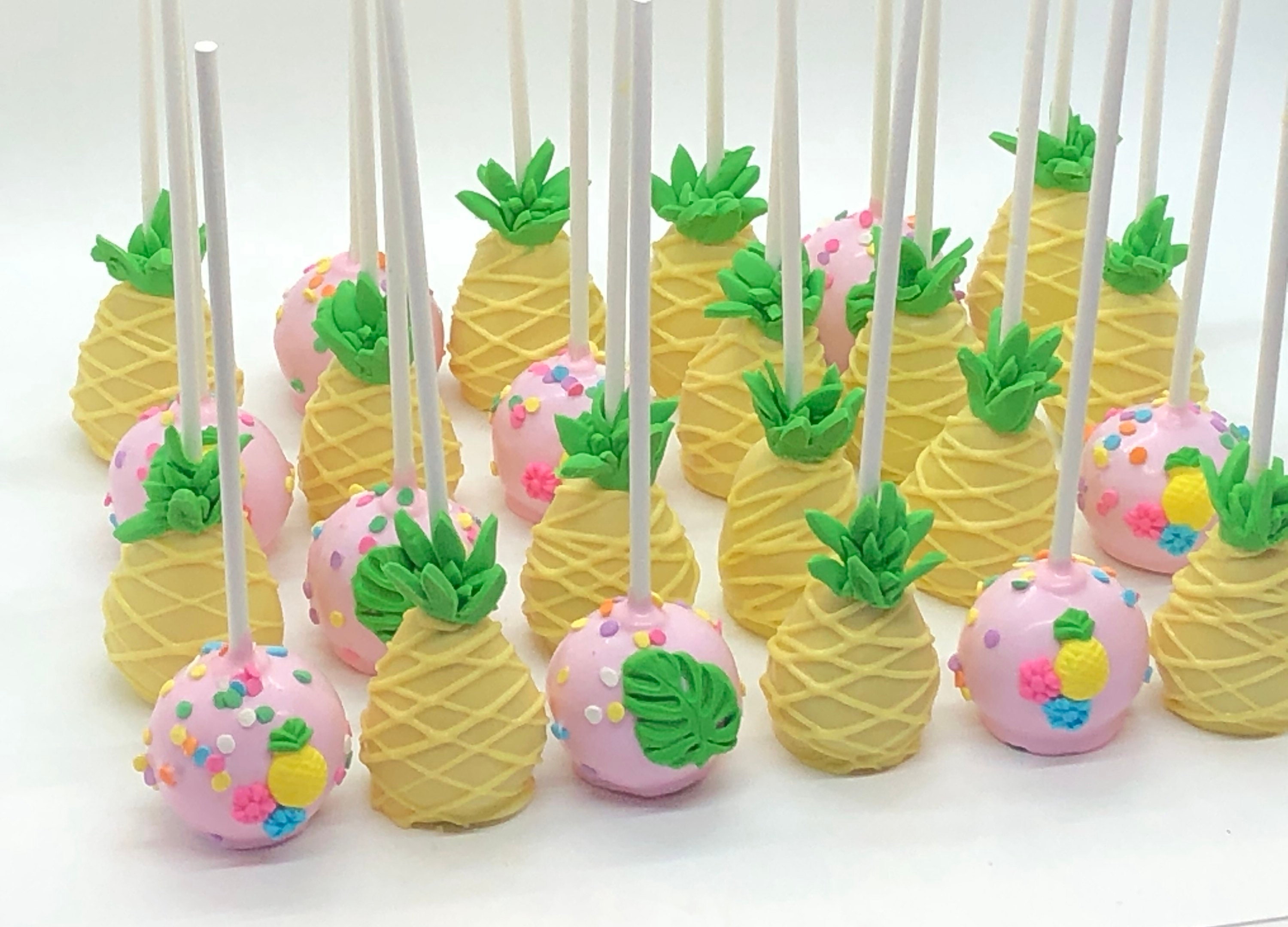 Pineapple Cake Pops 12 Individually Wrapped Luau Party Etsy Pineapple Cake Pops 12 Individually Wrapped Luau Party Etsy
