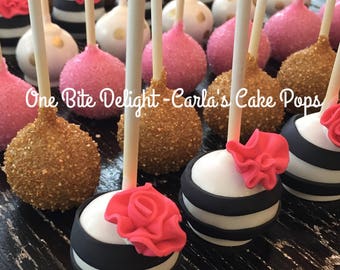 12 Cake Pops, individually, bling sticks, alcohol in cake, wrapped,black and white, Bridal Shower, Birthday Party, Baby Shower, Wedding