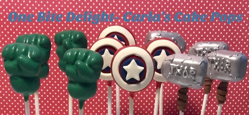 12 Super Hero Cake Pops, individually wrapped, Birthday Party image 1