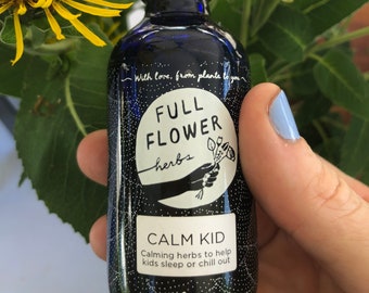 Calm Kid Glycerite // Calming herbs to help kids sleep or chill out // Glycerin based, low alcohol fresh herb extract