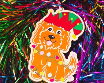Gingerbread Cockapoo with an Elf's Hat Christmas Decoration. Ornament for the Tree
