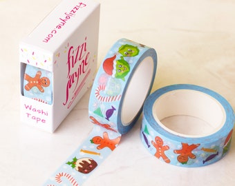 Festive Food Washi Tape. Single Roll of decorative tape for crafts, scrapbooking and planners.