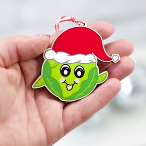 Cheeky Festive Sprout Wooden Christmas Hanging Decoration, Ornament for the Tree. image 2