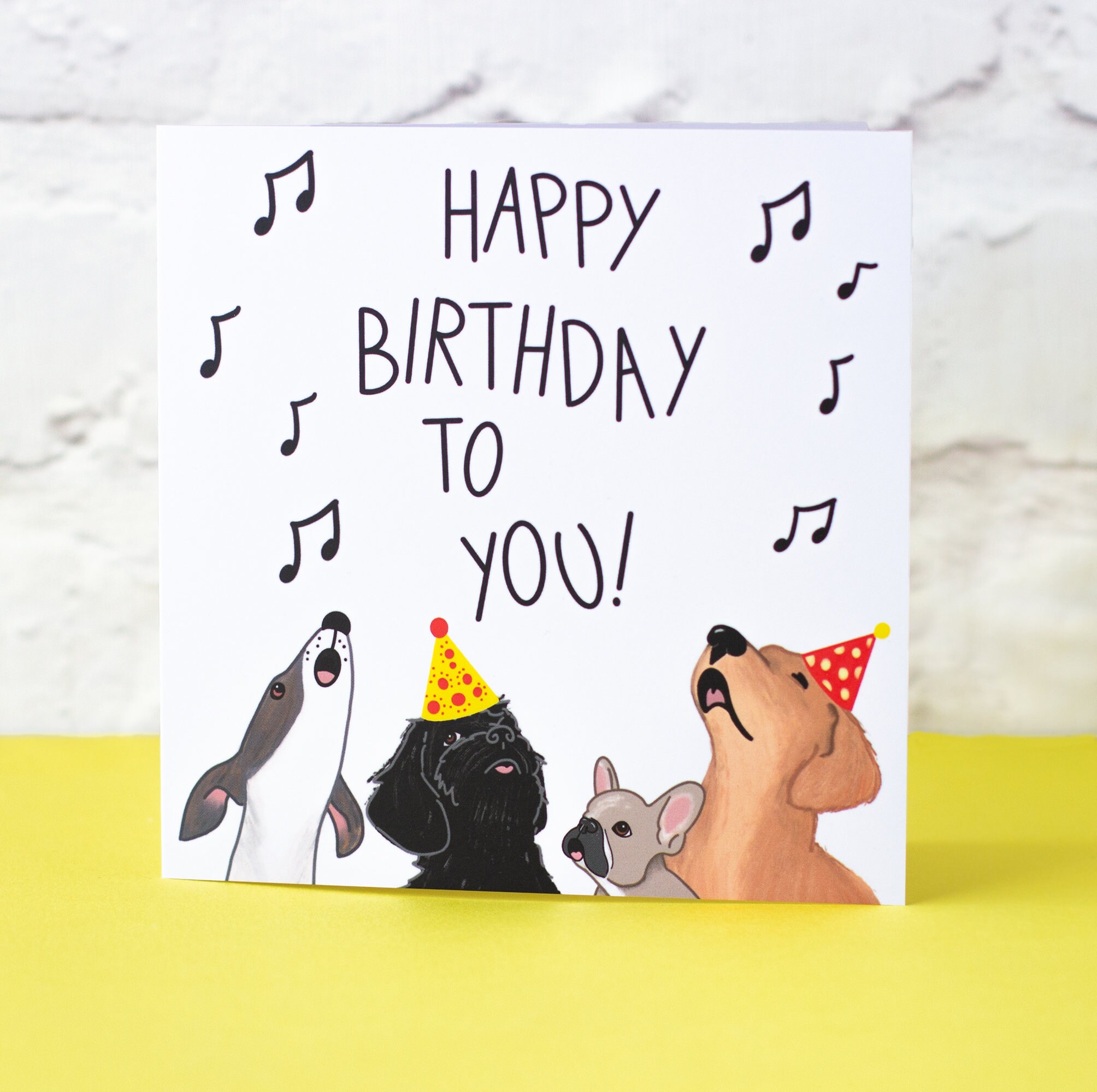 Birthday Card For A Dog Lover Cute Illustrated Dogs Singing Etsy UK