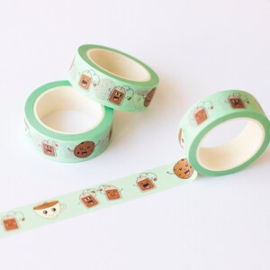 Cute Tea and Biscuit Washi Tape. Single Roll of decorative tape for crafts, scrapbooking and planners. image 2