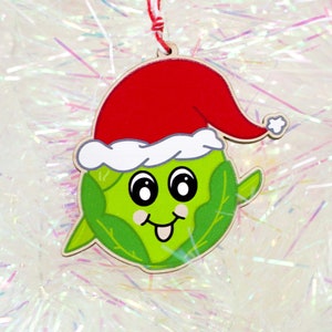 Cheeky Festive Sprout Wooden Christmas Hanging Decoration, Ornament for the Tree. image 3