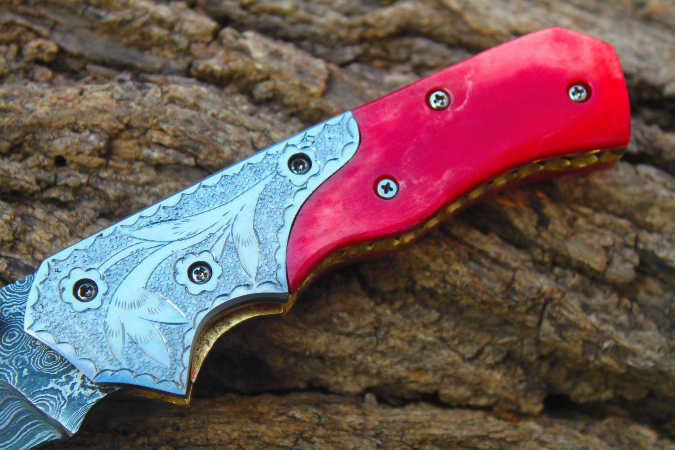 3.4Blade Custom Handmade Folding Knife w/Engrave Steel | Etsy