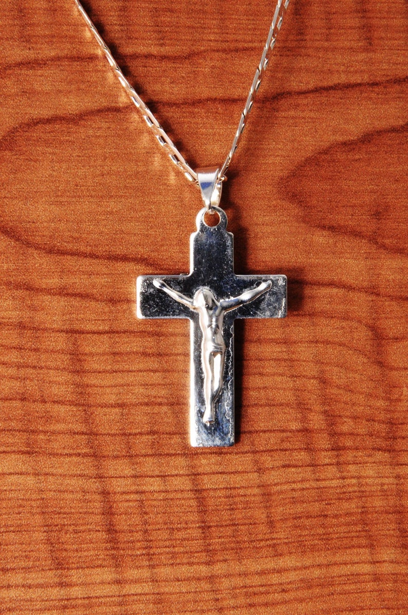 One of Kind Custom Handmade Sterling Silvery Alloy Necklace Pendant W mounted Handmade Cross CODE=HJ-76
