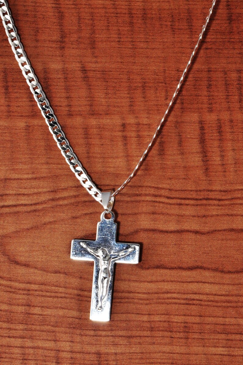 One of Kind Custom Handmade Sterling Silvery Alloy Necklace Pendant W mounted Handmade Cross CODE=HJ-76
