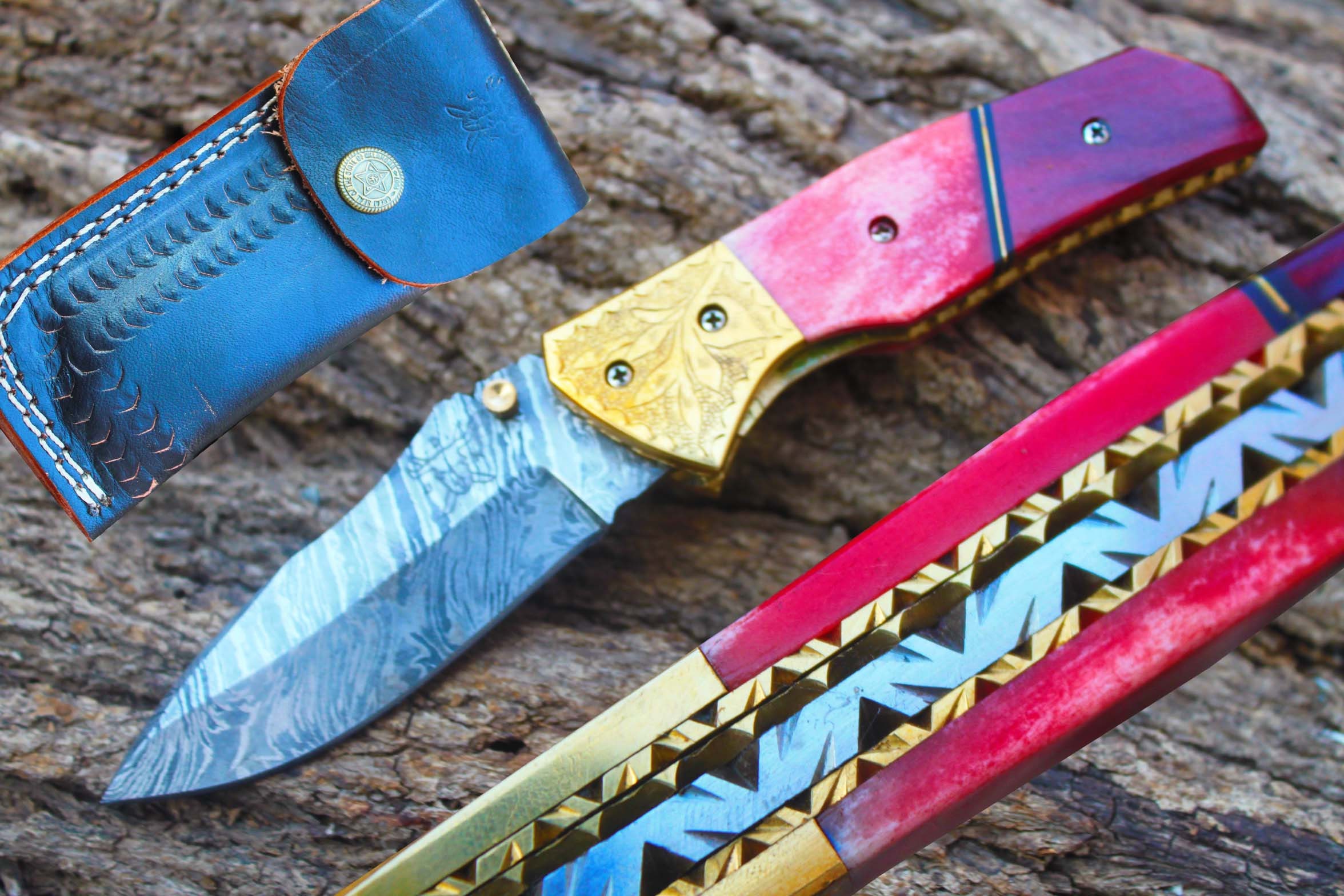 3.3Blade Custom Handmade Folding Knife w/Engrave Brass Etsy