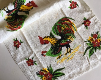 Vintage Dish Towel, Rooster.