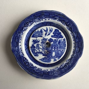 Antique Blue Willow Butter Dish.