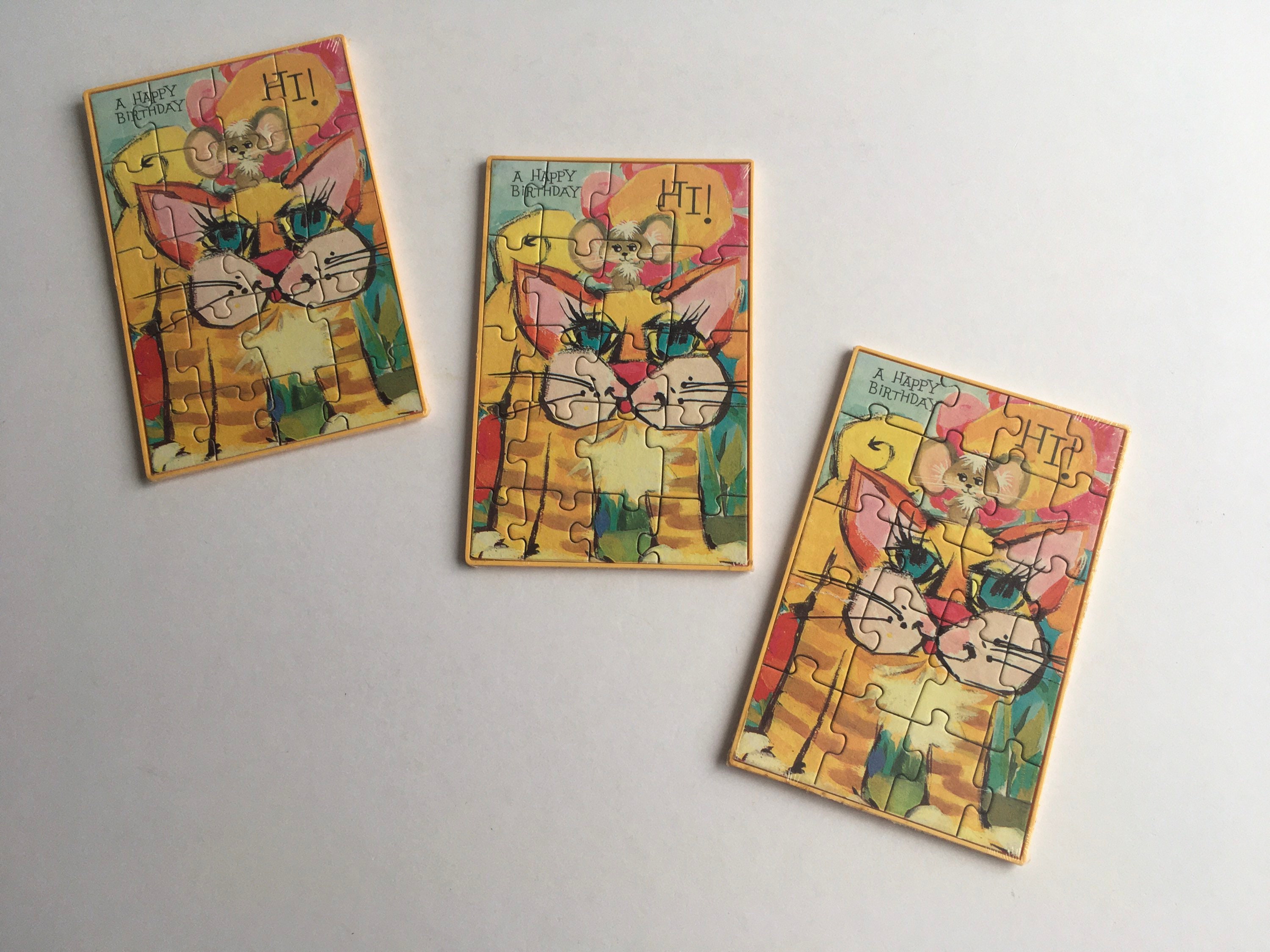 Vintage Happy Birthday Card, Mail-A-Puzzle Post Card.
