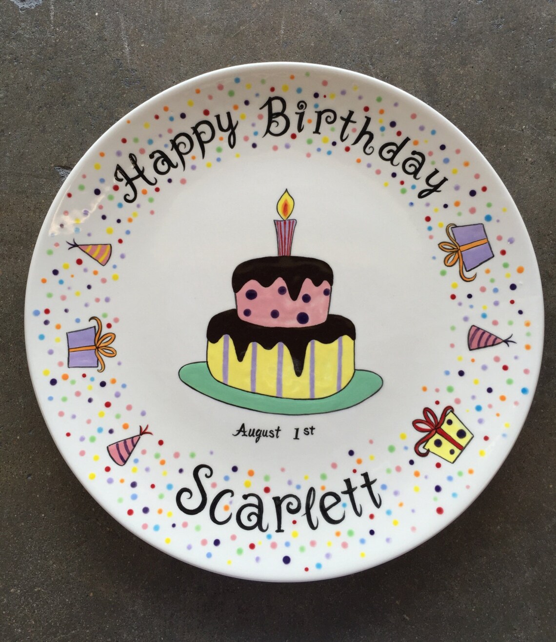 10 Personalized Hand Painted Ceramic Birthday Plate or Etsy
