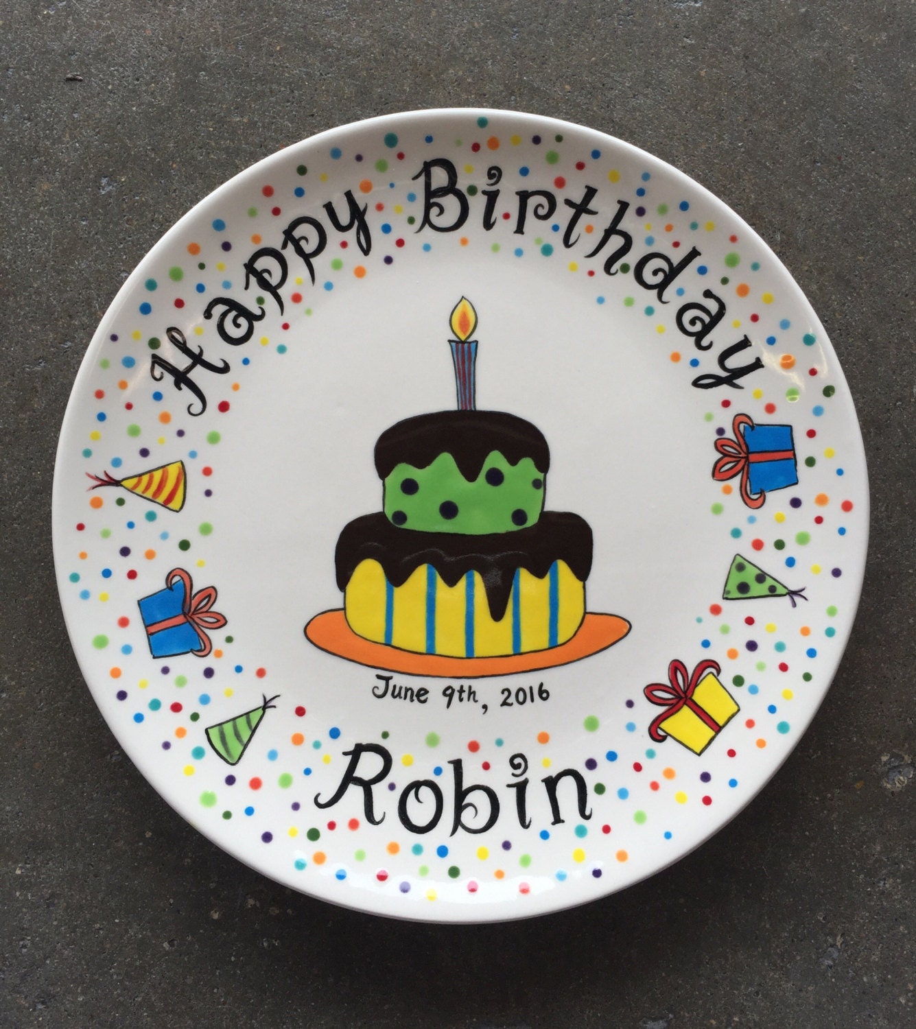10 Personalized Hand Painted Ceramic Birthday Plate or Etsy