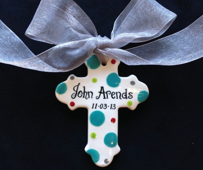 Hand Painted Personalized Cross Ornament Baptism Etsy