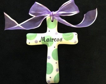 Personalized Ceramic Cross - Baptism, Christening, Christmas, Easter or Baby shower Gift