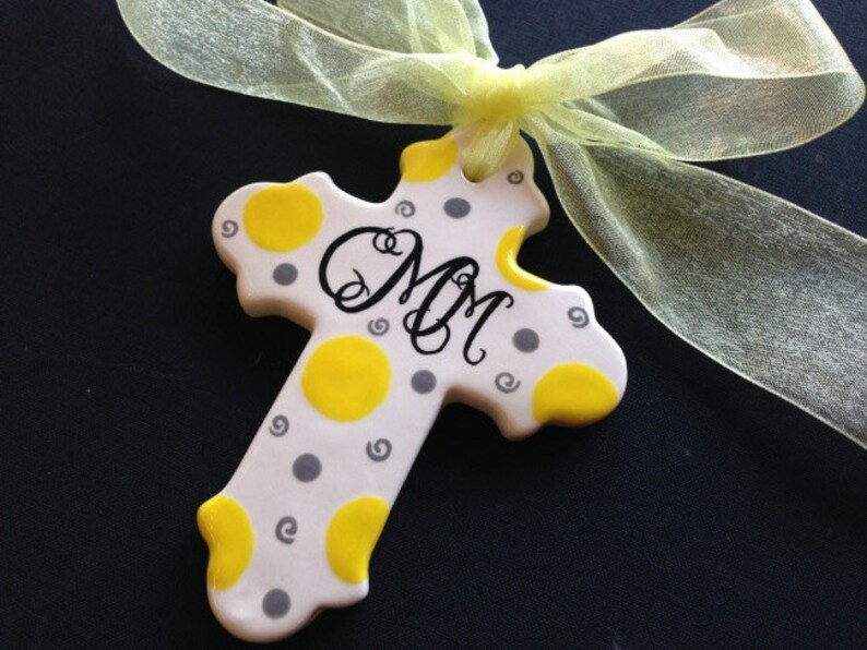 Hand painted Personalized Cross Ornament Baptism Christening Etsy