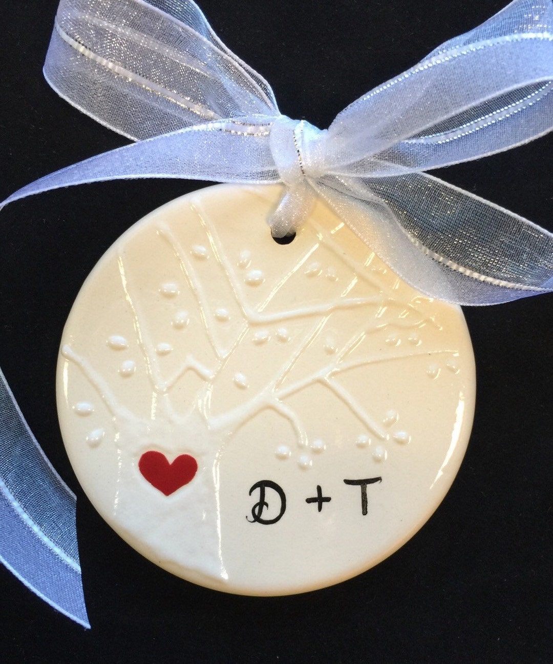 Personalized Hand Painted Ceramic Ornament, Christmas, Engagement, Wedding, Anniversary Gift - Etsy