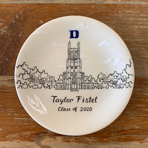 Unique Graduation gift, ring dish, Duke university skyline, Notre Dame University, University Personalized Hand Painted Ceramic Ring Dish