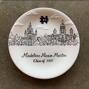 Unique Graduation gift, ring dish, Notre Dame University, University Personalized Hand Painted Ceramic Ring Dish