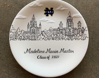 Unique Graduation gift, ring dish, Notre Dame University, University Personalized Hand Painted Ceramic Ring Dish