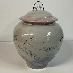 Urne funéraire , urne artisanale, urne avec oiseau , urne Aqua