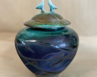 Funeral urn , hand made ,raku urn for adult