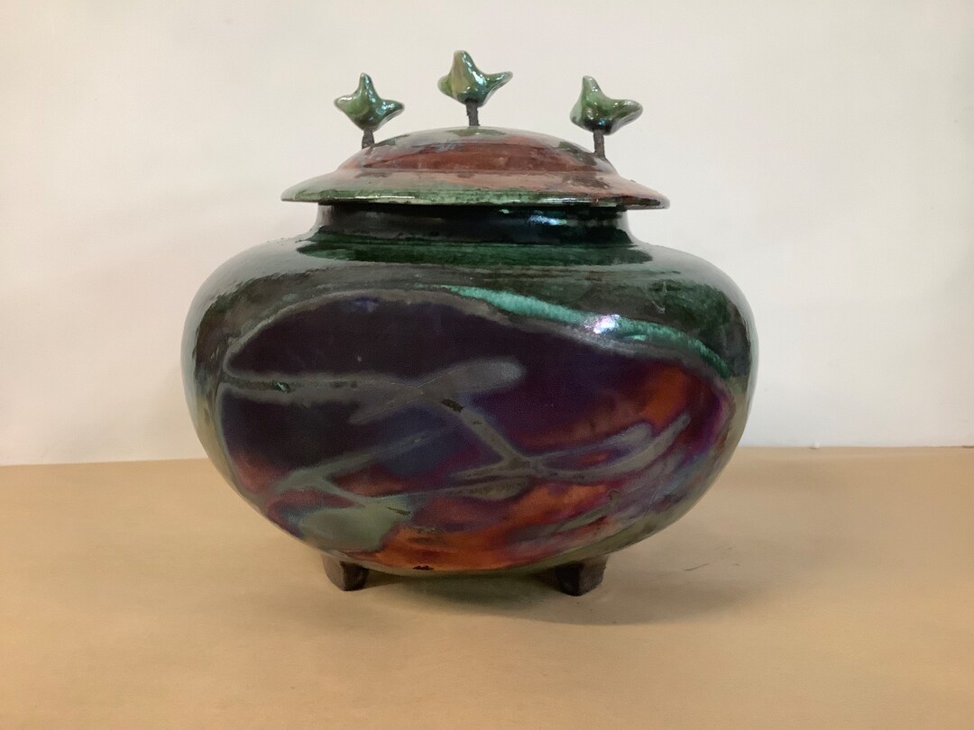 Urne Funéraire Double En Raku, Urne Pour Cendres ,urne Avec Oiseaux - Etsy