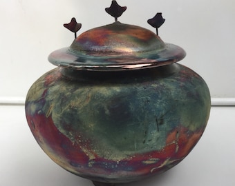 urn for pet, small urn for ashes of an human being, small raku urn,