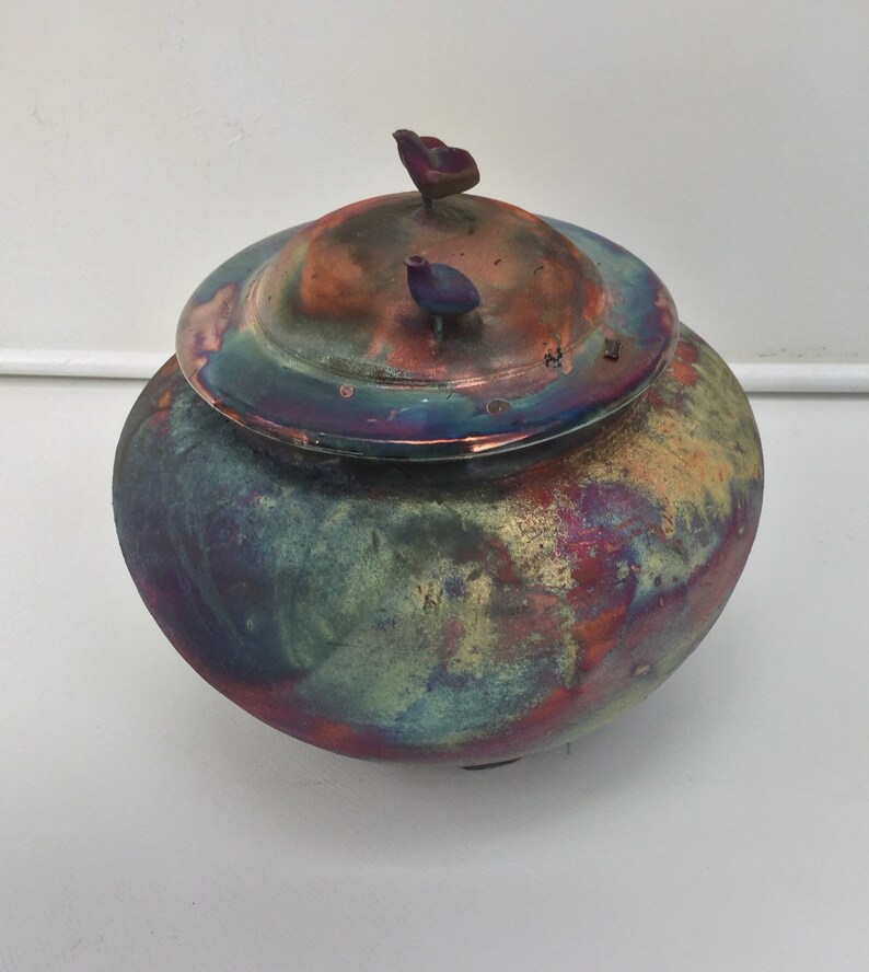 urn for pet, small urn for ashes of an human being, small raku urn, image 2