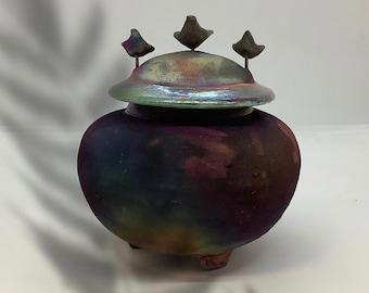 Miniature raku urn for ashes of an human being or your pet