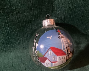 Hand painted glass Whitefish Point lighthouse bulb in 3” & 4” sizes