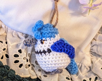 Amigurumi Crocheted Bird Ornament, BlueJay