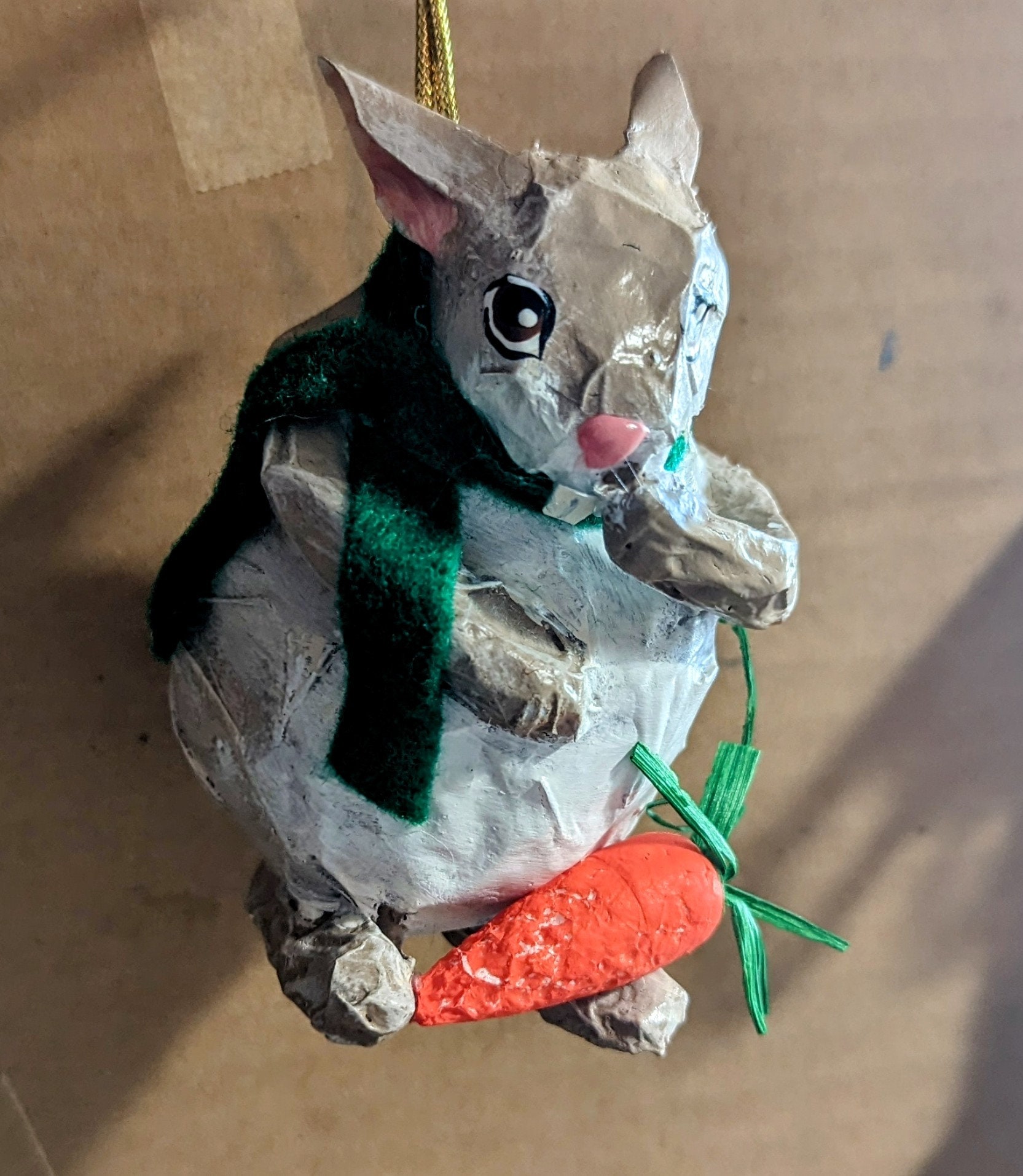 Paper Machay Rabbit Handmade Paper Mache Bunny Rabbit, Brown Bunny With a Carrot - Etsy
