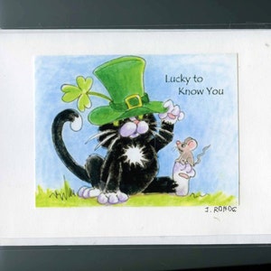 Cartes de chat à partir de dessins, art de chat, titre - Tipping the Hat