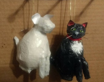 Custom Full-body Paper mache Dog or Cat Ornament