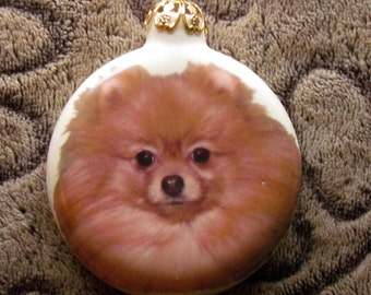 Ceramic Christmas Dog Ornament, Pomeranian