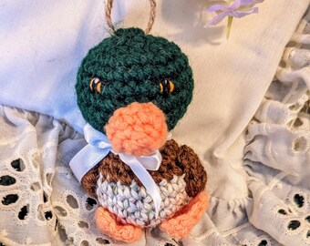 Amigurumi Crocheted Bird Ornament, Mallard Duck
