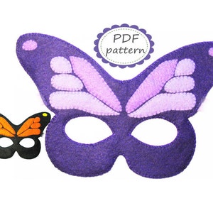 PDF PATTERN Butterfly felt mask sewing tutorial instruction DIY handmade costume accessory for girl woman Dress up play Instant dawnload image 1