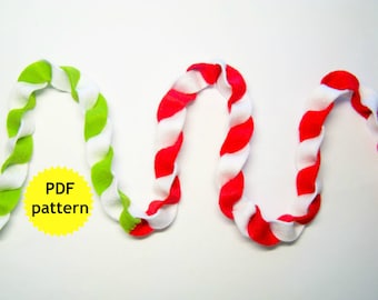 Felt garland decor PATTERN easy cute Christmas Valentine Birthday party twist banner ornament Handmade DIY craft project PDF instructions