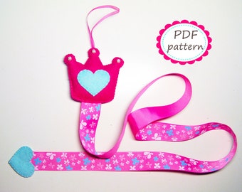 Hair clip holder pattern DIY felt sewing instruction Handmade gift for girl baby shower room decor organizer pdf tutorial Instant Dawnload