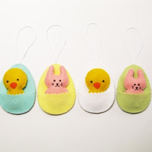 Easter decor pattern felt ornaments egg chicken bunny DIY cute soft hanging toy pdf tutorial sewing instructions Instant Download image 4