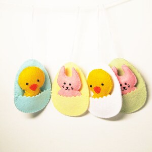 Easter decor pattern felt ornaments egg chicken bunny DIY cute soft hanging toy pdf tutorial sewing instructions Instant Download image 5